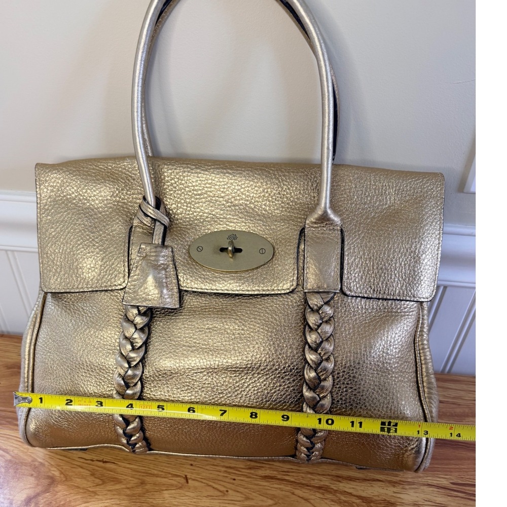 Rare Mulberry Bayswater Metallic Gold Leather Braided Handle Bag Vintage Y2K - Picture 6 of 16